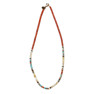 MIKIA（ミキア）<br>コーラル マザーオブパール ジェット ターコイズ ビーズ ネックレス heishi beads necklace/coral m.o.p. 39431004205