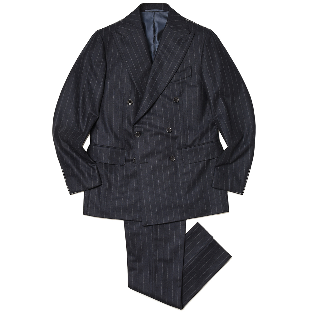 【美品】Stile Latino Leo ダブル ネイビー 44 STILE LATINO スティレ ラティーノ LEO コットン ホップサック ダブル