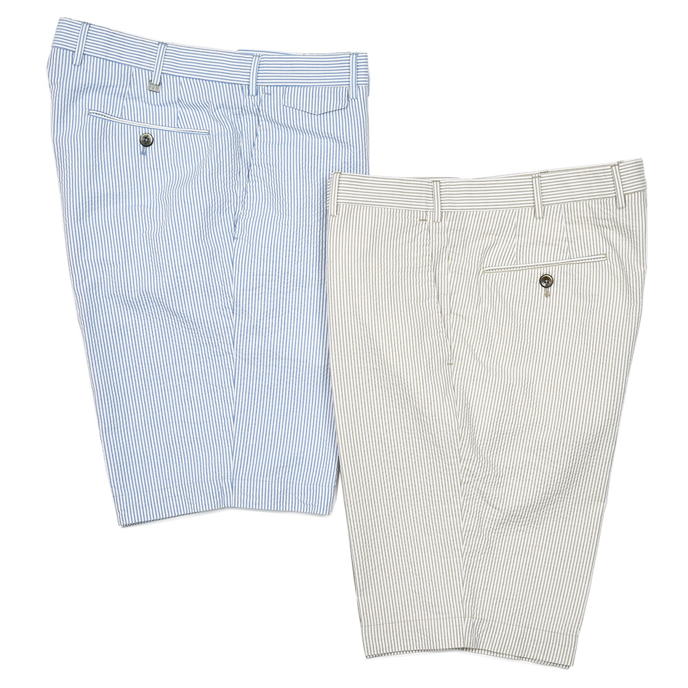 PT TORINO(ピーティー トリノ)<br>コットン ストレッチ シアサッカー ストライプ ノープリーツ ショートパンツ BERMUDA/TU76 33151004081