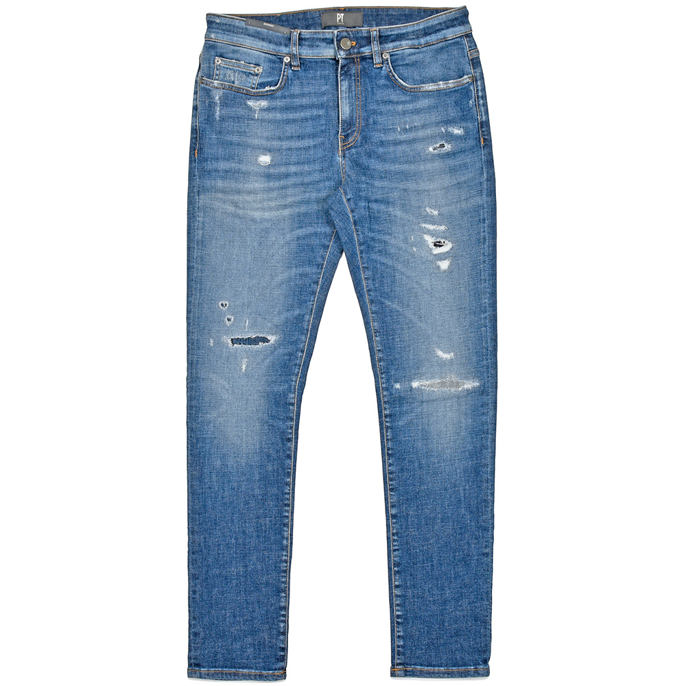 PT TORINO DENIM(ピーティートリノデニム)<br>コットン ストレッチ ウォッシュド ダメージ&リペア デニムパンツ ROCK/SKINNY FIT/OA4720 33051029081