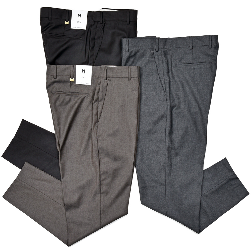 PT TORINO(ピーティー トリノ)<br>ヴァージンウール サキソニー ノープリーツパンツ REBEL FIT/VS09 33052019081