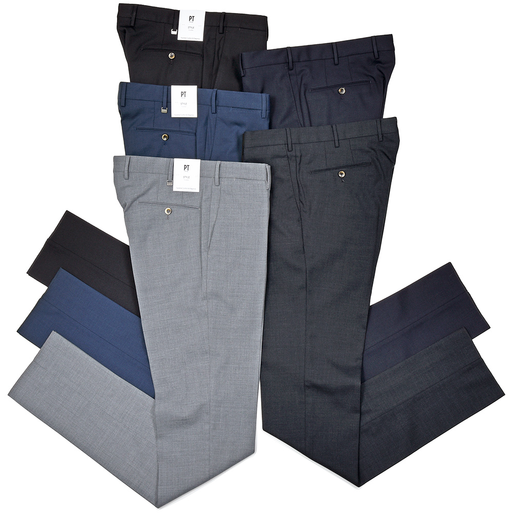 PT TORINO(ピーティー トリノ)<br>ウォッシャブルライトテクノウール ストレッチ サージ ノープリーツドレスパンツ SUPERSLIM FIT/VD06 33052014081