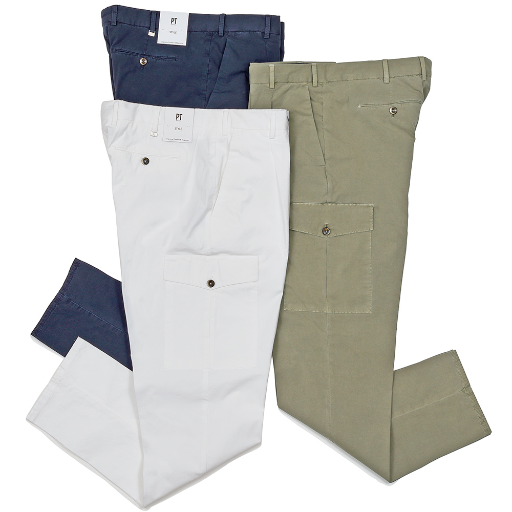 PT TORINO(ピーティートリノ)<br>コットンストレッチ ポプリン ガーメントダイ 1プリーツカーゴパンツ UNION FIT/NK29 33061011081