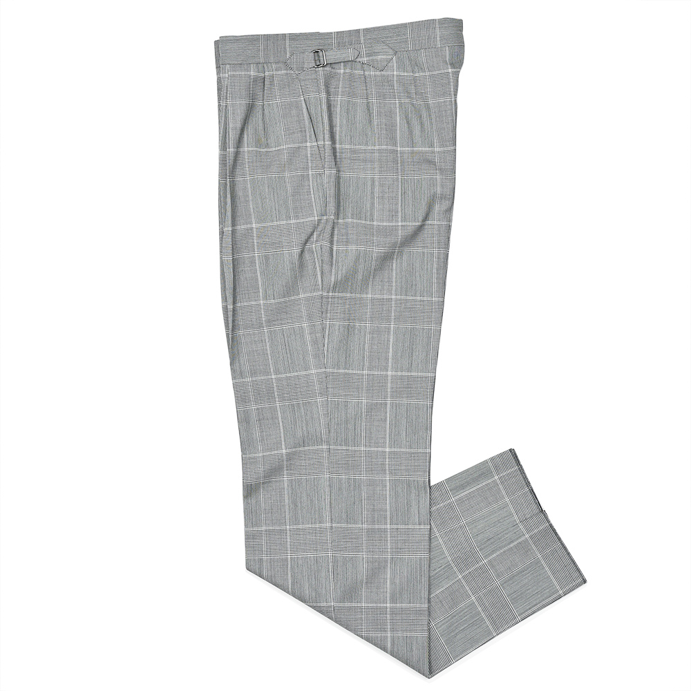 Fumiya Hirano THE TROUSERS(フミヤヒラノトラウザーズ)<br>MADDOX ウールトロピカル グレンチェック サイドアジャスター 2インプリーツパンツ 33061003182