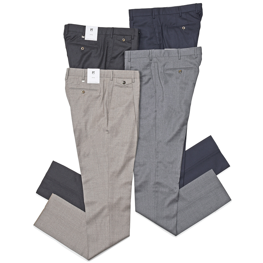 PT TORINO(ピーティートリノ)<br>Super110'S ヴァージンウールストレッチ ライトフランネル 1プリーツドレスパンツ GENTLEMAN FIT/CM13 33062003081