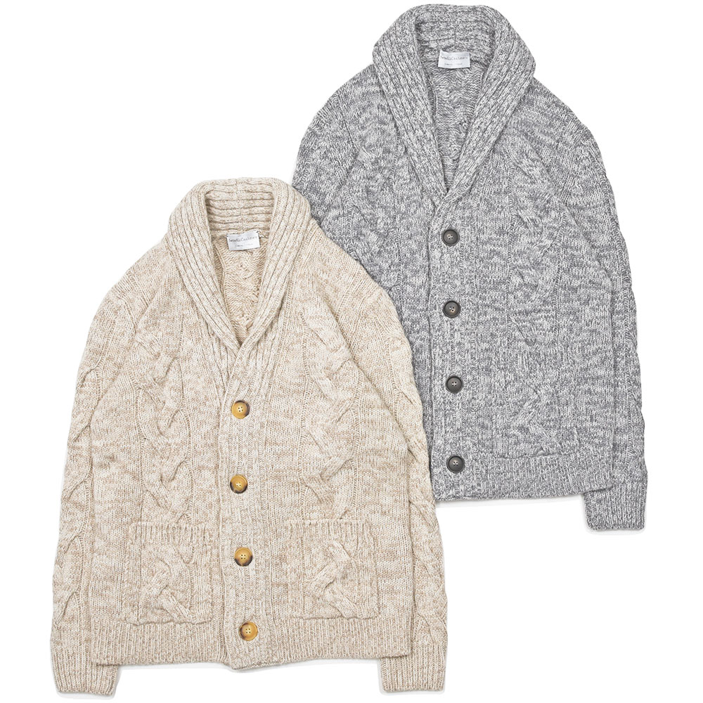 Settefili Cashmere(セッテフィーリ カシミア)<br>ウールカシミヤ ケーブル ショールカラーカーディガン 36062001142